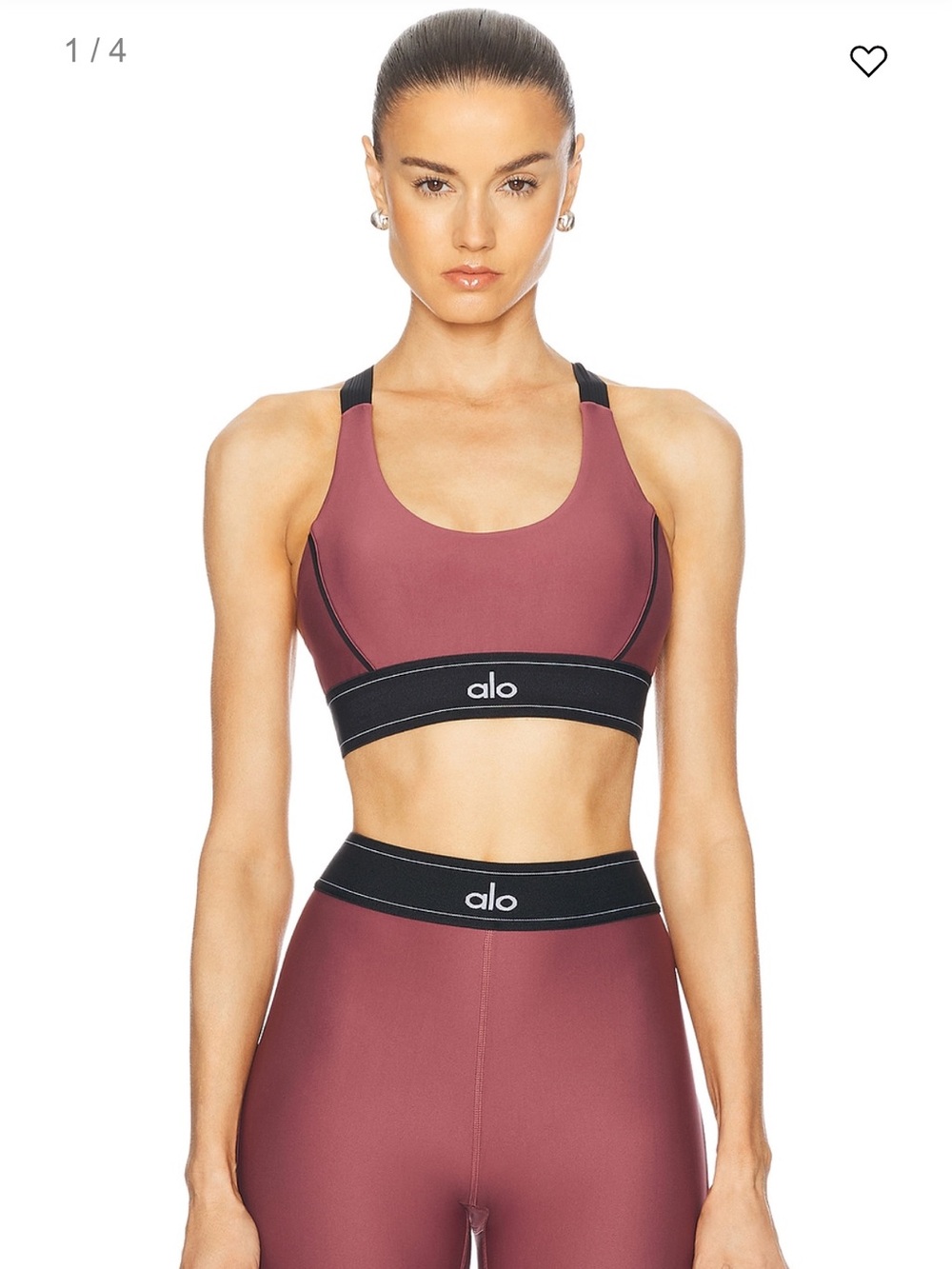 Like New ALO Yoga Suit Up Sports Bra in Burgundy Truffle and Black